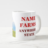 青空の赤い納屋に名前を追加 ジャンボコーヒーマグカップ (正面右)