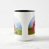 青空の赤い納屋に名前を追加 マグカップ (中央)