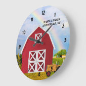 青空の赤い納屋に名前を追加 ラージ壁時計 (傾斜)