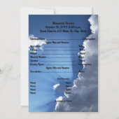 青空の雲と太陽の光 写真 メモリアル プログラム 招待状 (裏面)