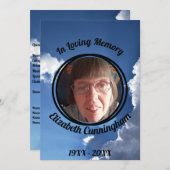 青空の雲と太陽の光 写真 メモリアル プログラム 招待状 (正面/裏面)