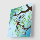 青空の青い鳥 スクエア壁時計 (傾斜)