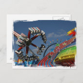 青空を背景にした市での乗り物 ポストカード (正面/裏面)