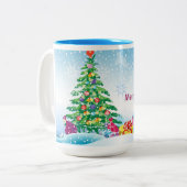 青空を背景にした新年の贈り物 ツートーンマグカップ (正面左)