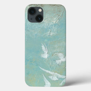 青空を通って飛んでいる白い鳥 iPhone 13ケース