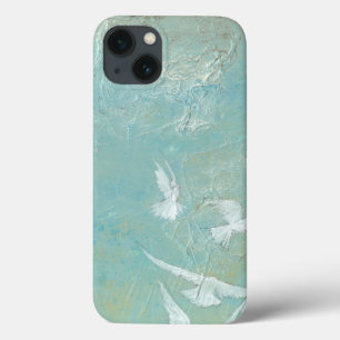 青空を通って飛んでいる白い鳥 iPhone 13ケース