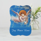 青空を飛ぶクリスマスの天使たち、ホリデーパーティ 招待状 (スタンド正面)