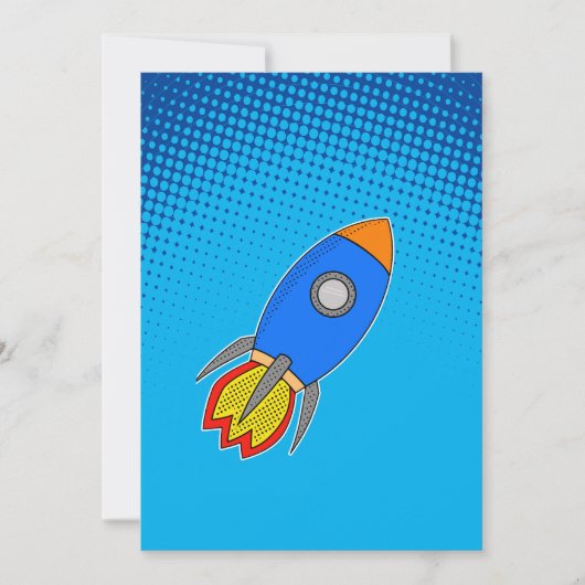 青空グラデーションの漫画のロケット 招待状 (正面)