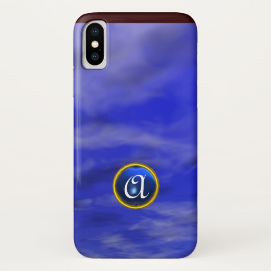 青空サファイアジェムストーンモノグラムの雲 Case-Mate iPhoneケース (裏面)
