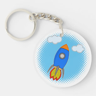 青空ハーフトーンの漫画のロケット キーホルダー