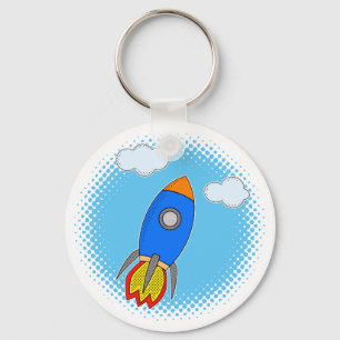 青空ハーフトーンの漫画のロケット キーホルダー