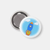 青空ハーフトーンの漫画のロケット マグネット (正面/裏面)