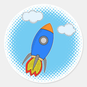 青空ハーフトーンの漫画のロケット ラウンドシール