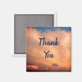 青空ピンクの雲の感謝 マグネット (正面/裏面)