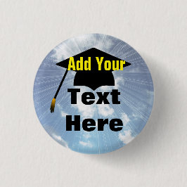 青空ボタンPinのカスタムな卒業の帽子 缶バッジ