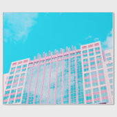 青空下の白青建物 ラッピングペーパー (フラット)