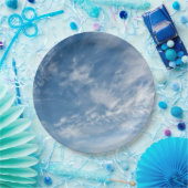 青空散在する白い雲ブルーパターン ペーパープレート (パーティー)