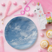 青空散在する白い雲ブルーパターン ペーパープレート (パーティー)