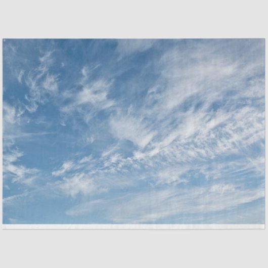 青空散在する白い雲ブルーパターン 薄葉紙 (正面)