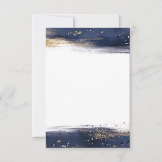 青空白のと金ゴールドの筆跡を結婚得る 招待状 (正面)