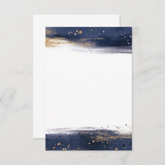 青空白のと金ゴールドの筆跡を結婚得る 招待状 (正面/裏面)