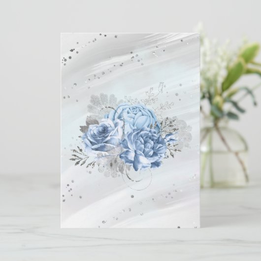 青空白の淡い色の水色の花 案内状 (スタンド正面)