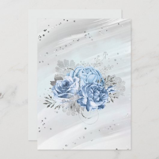 青空白の淡い色の水色の花 案内状 (正面/裏面)