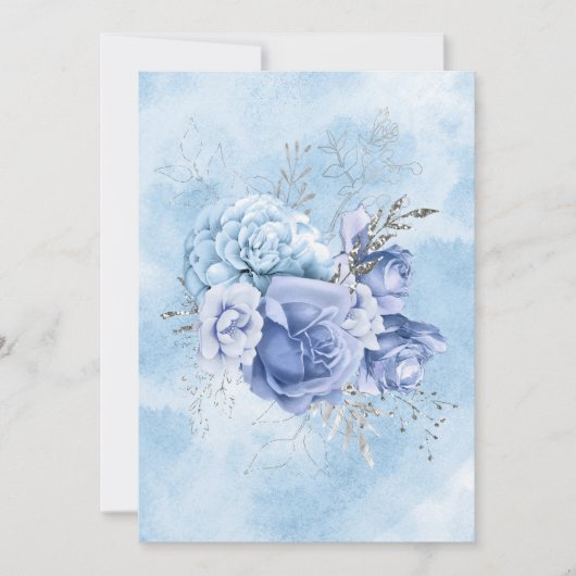 青空白の淡い色の水色花発表会 案内状 (正面)