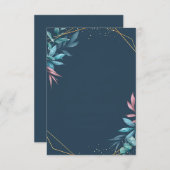 青空白の色とピンク色の植物体の予算を結婚得る 招待状 (正面/裏面)