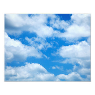青空白雲天空の背景 フォトプリント           