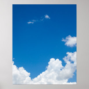 青空白雲天空の背景 ポスター