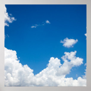 青空白雲天空の背景 ポスター