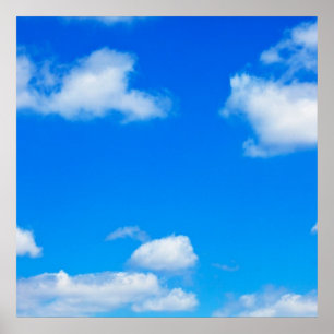 青空白雲天雲背景 ポスター