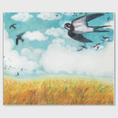 青空飛んでいるのツバメ ラッピングペーパー (フラット)