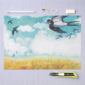 青空飛んでいるのツバメ 薄葉紙 (クラフト)