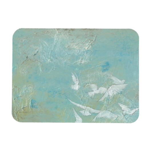 青空飛んでいるを抜ける白鳥 マグネット (横)