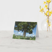 青空、ふわふわの白い雲 カード (黄色い花)