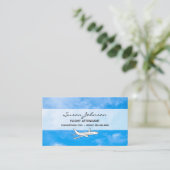 青空、ライトクラウド飛行機飛行機旅行 名刺 (スタンド正面)