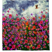 青空 – ワイルドフラワーフィールド シャワーカーテン (正面)