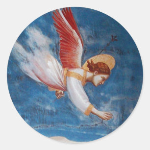 青空、休日のパーティの飛行CHRISMASの天使 ラウンドシール