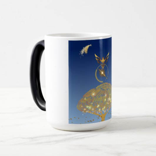 青空：星と鳥と黄金の木 モーフィングマグカップ (正面左)