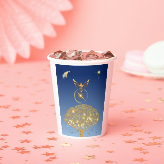 青空：星と鳥と黄金の木 紙コップ (インサイチュ)