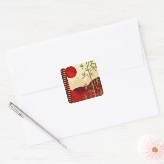 青竹赤日 スクエアシール (封筒)