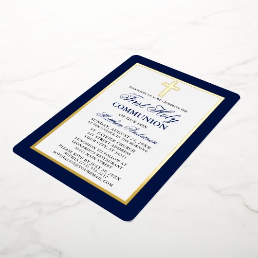 青第1聖エレガント体交差金ゴールド枠 箔招待状 (回転した状態)