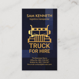 青箱型グランジ金ゴールド前面トラック輸送機 名刺