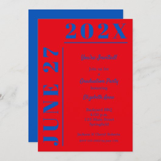 青紅卒業パーティー 招待状 (正面/裏面)