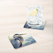 青素晴らしいヘロンの水色の鳥の芸術の湿地帯 スクエアペーパーコースター (インサイチュ)