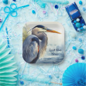 青素晴らしいヘロンの水色の鳥の芸術の湿地帯 ペーパープレート (パーティー)