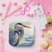 青素晴らしいヘロンの水色の鳥の芸術の湿地帯 ペーパープレート (パーティー)