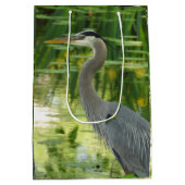 青素晴らしいヘロン池 – 緑 ミディアムペーパーバッグ (裏面)